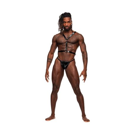 Sagittarius PU Leather Chest & Winged Back Harness Black O/S